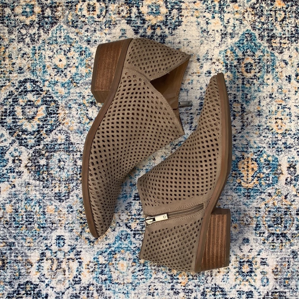 Lucky Brand Grey Perforated Basel Booties 8.5